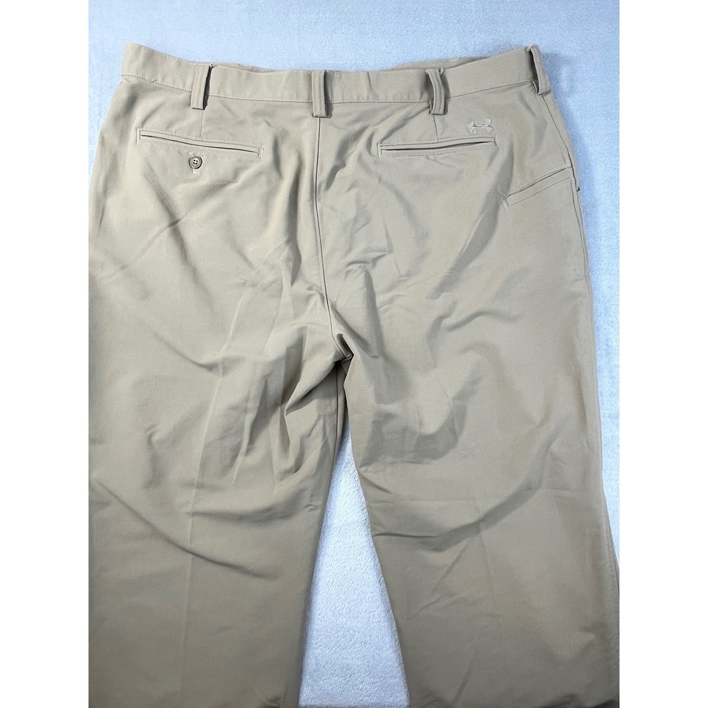 Under Armour Golf Pants Mens 42x30 Tan Khaki Excellent Stretch Chino Trousers - Picture 7 of 8
